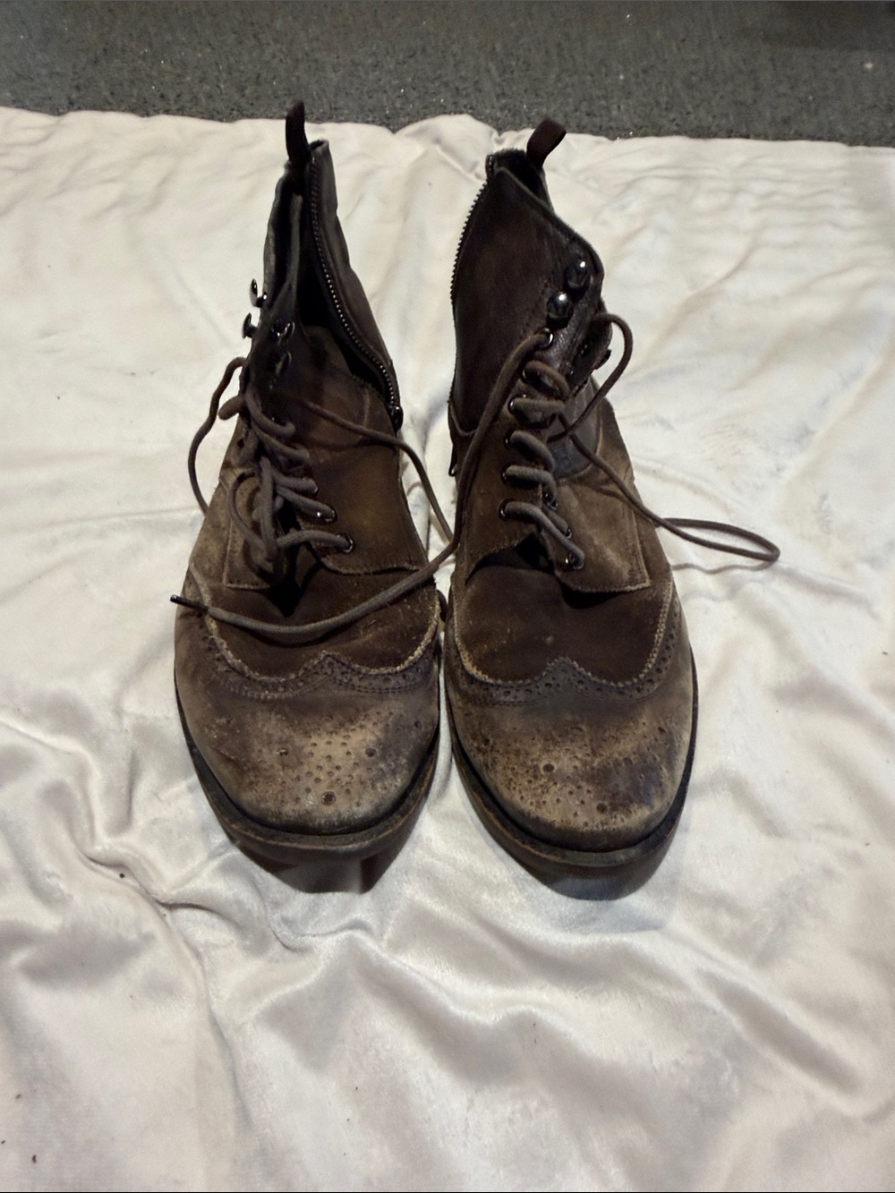 Donald J. Pliner Brown Leather Wingtip Lace-Up Boots